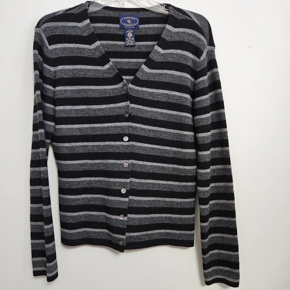 Chelsea Cambell Women's Merino Wool Sweater Cardigan size PM UK Wool Mark
